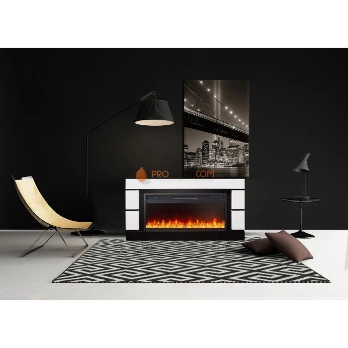 Каминокомплект Royal Flame Modern - Белый с черным (Глубина 300 мм) с очагом Vision 42 LOG LED