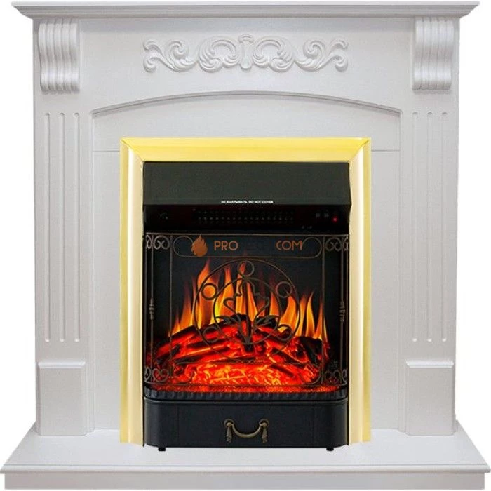 Каминокомплект Royal Flame Sorrento - Белый дуб с очагом Majestic FX Brass