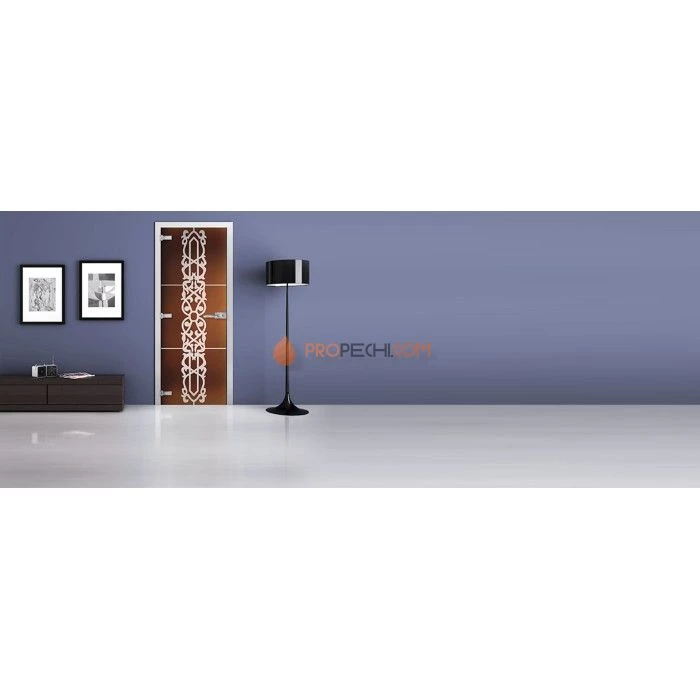 Стеклянная межкомнатная дверь DoorWood с рисунком MG-06 Бронза матовая, 2000х600 мм