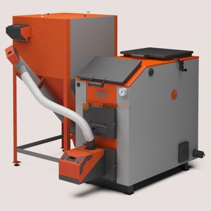 Отопительный котел Теплодар Куппер Эксперт 45 с горелкой пеллетной факельной Комфорт 42