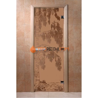 Дверь для бани DoorWood с рисунком Береза Бронза матовая, 2100x700 мм