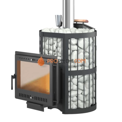 Печь для бани ЭТНА 18 (Панорама)  Закрытая каменка