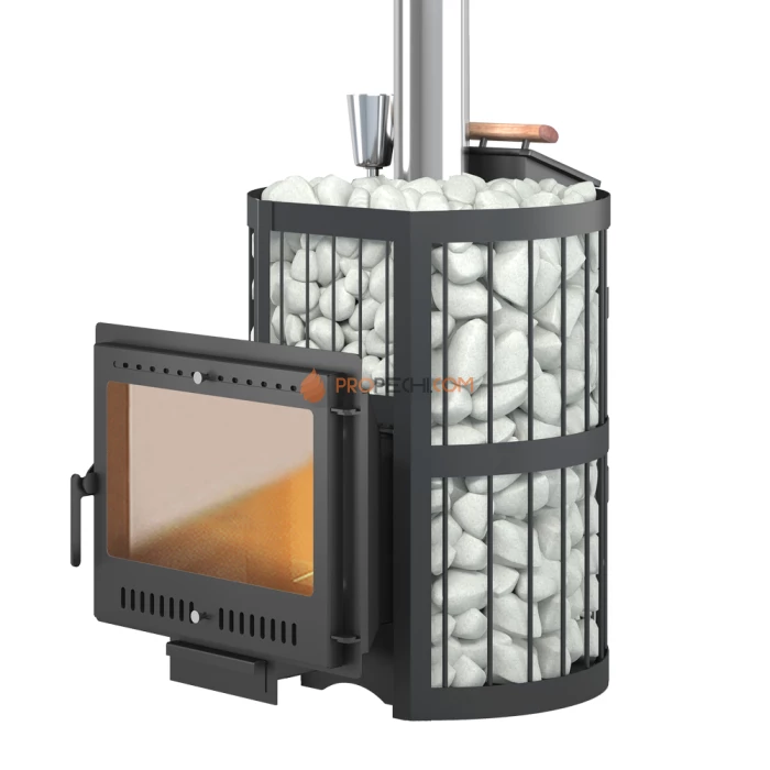 Печь для бани ЭТНА 18 (Панорама)  Закрытая каменка