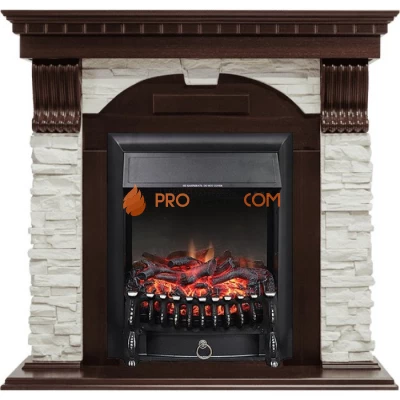 Каминокомплект Royal Flame Dublin угловой - Темный дуб / Сланец белый с очагом Fobos FX Black