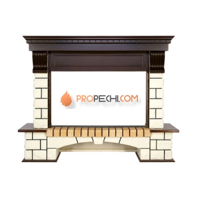 Портал Royal Flame Pierre Luxe - Темный дуб / Белый (Ширина 1380мм)