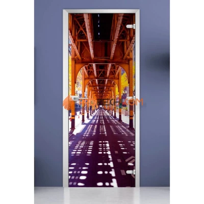 Стеклянная межкомнатная дверь DoorWood с фотопечатью City-12, 2000х700 мм