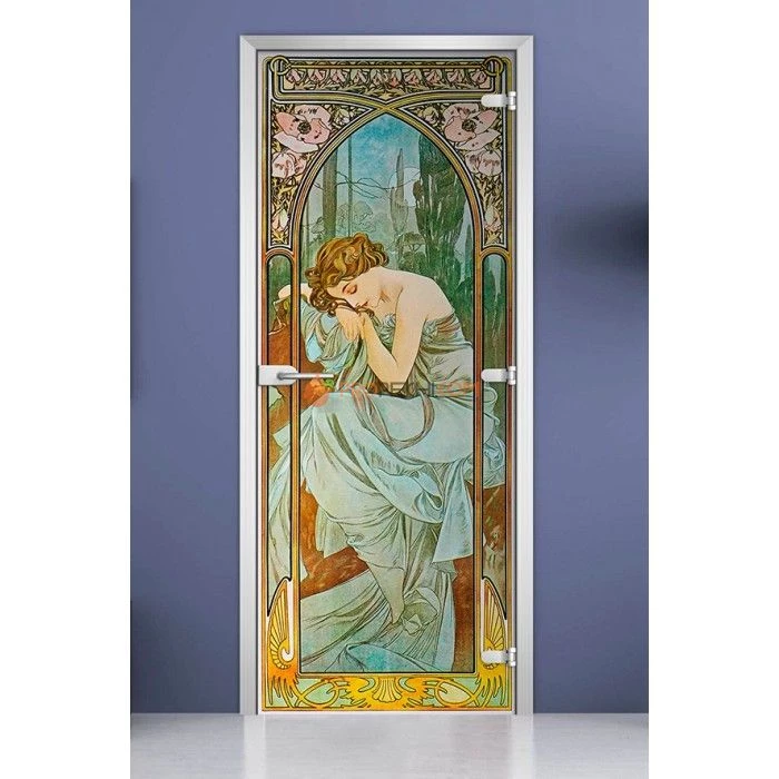 Стеклянная межкомнатная дверь DoorWood с фотопечатью Painting-11, 2000х800 мм