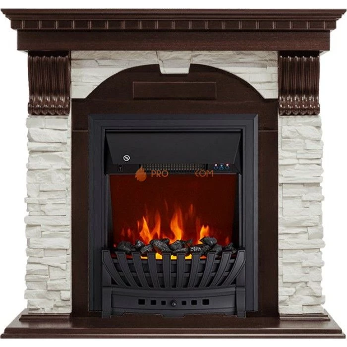 Каминокомплект Royal Flame Dublin угловой - Темный дуб / Сланец белый с очагом Aspen Black