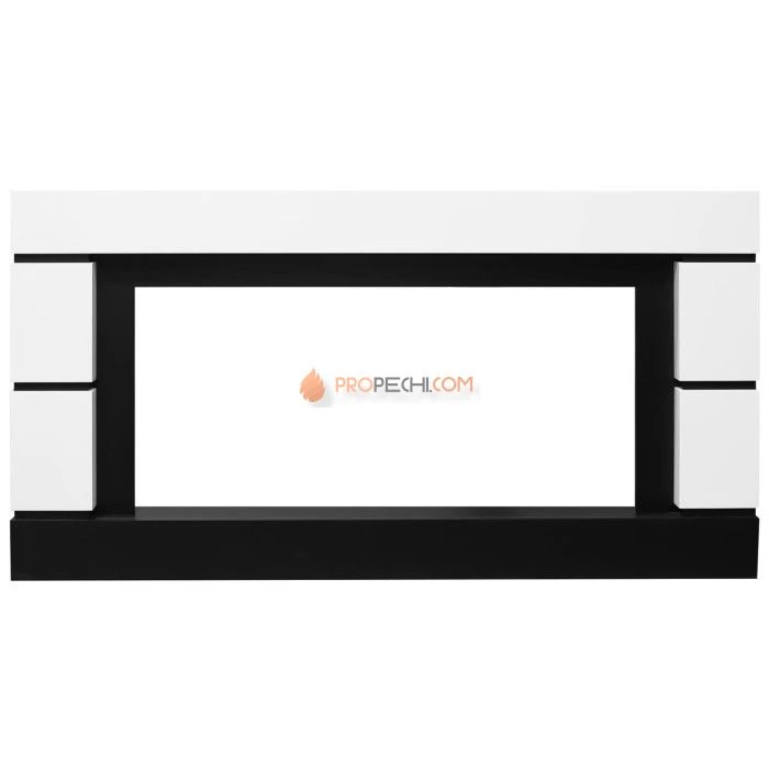 Каминокомплект Royal Flame Modern - Белый с черным (Глубина 300 мм) с очагом Vision 42 LOG LED