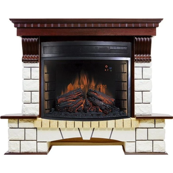 Каминокомплект Royal Flame Pierre Luxe - Темный дуб / Белый (Ширина 1320мм) с очагом Dioramic 28 LED FX
