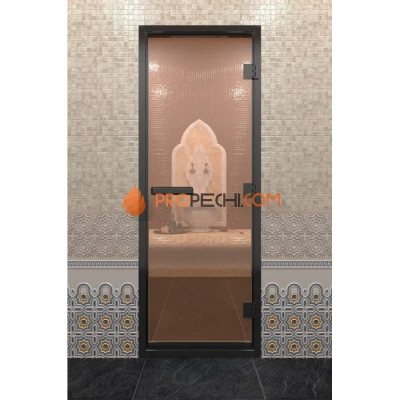 Дверь для хамама DoorWood Черный профиль Бронза, 2100х900 мм