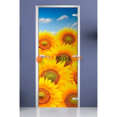 Стеклянная межкомнатная дверь DoorWood с фотопечатью Flowers-07, 2000х700 мм