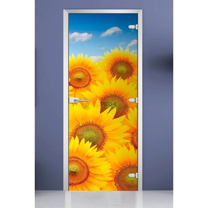Стеклянная межкомнатная дверь DoorWood с фотопечатью Flowers-07, 2000х700 мм