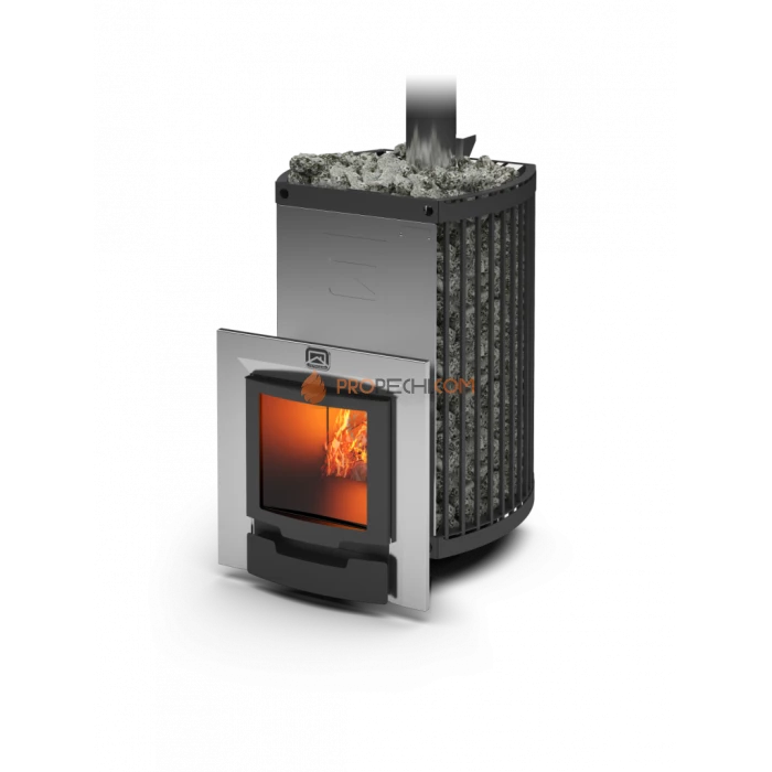 Дровяная печь для бани Теплодар Домна-Сетка-20 ЛК Панорама