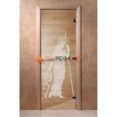 Дверь для бани DoorWood с рисунком Рим Прозрачная, 2000x600 мм