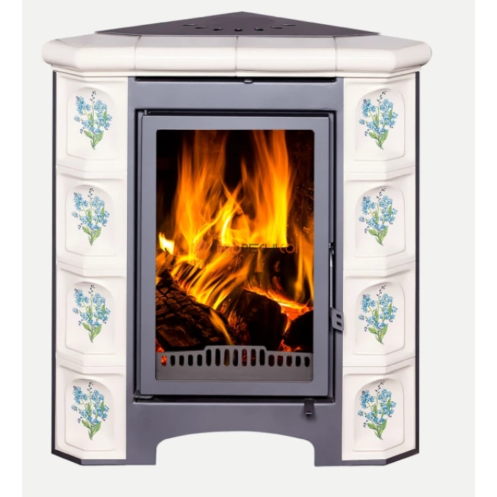 Печь-камин ЭкоКамин София угловая, бежевая Незабудка