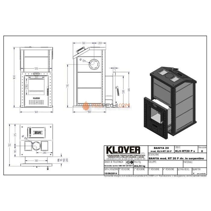 Дровяная печь для бани Klover RT 20P ( Жадеит 30 мм )