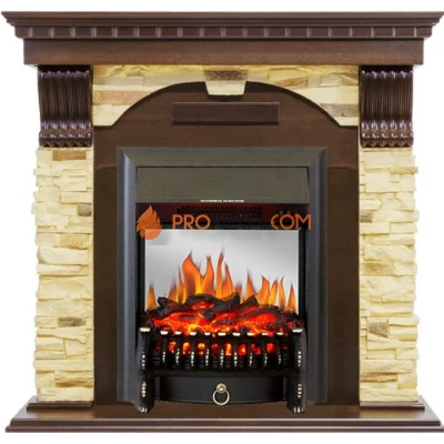 Каминокомплект Royal Flame Dublin угловой - Темный дуб / Сланец с очагом Fobos FX M Black