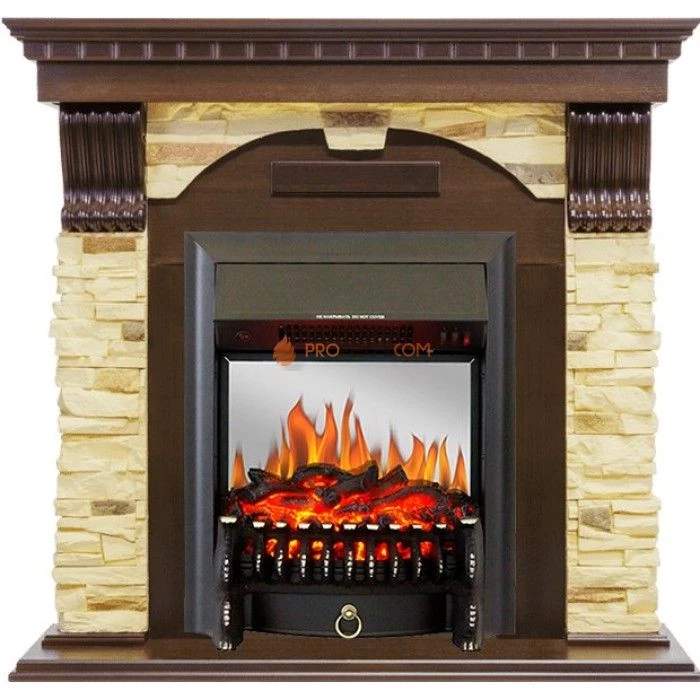 Каминокомплект Royal Flame Dublin угловой - Темный дуб / Сланец с очагом Fobos FX M Black