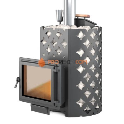 Печь для бани Этна 18 (Панорама) "М" Закрытая каменка