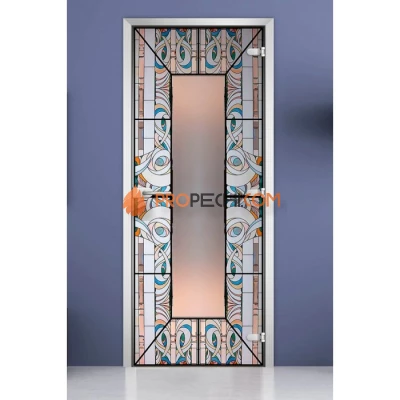 Стеклянная межкомнатная дверь DoorWood с фотопечатью Stained Glass-18, 2000х800 мм