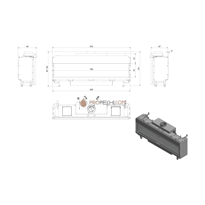 Газовая топка Kratki LEO/200/NG (магистральный газ) (17 кВт)