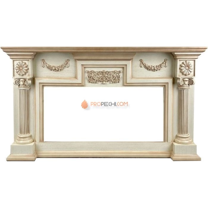 Каминокомплект Royal Flame London - Слоновая кость с патиной (Ширина 1490 мм) с очагом Vision 42 LED