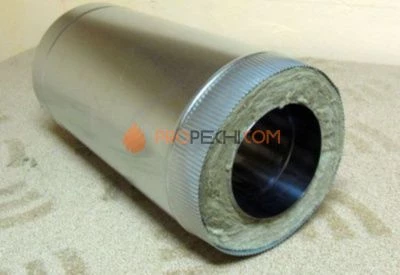 Дымоходная труба D=100\200 Sвнутр.=0.5 L=1000мм aisi 304-оцинк. ФлюГранд