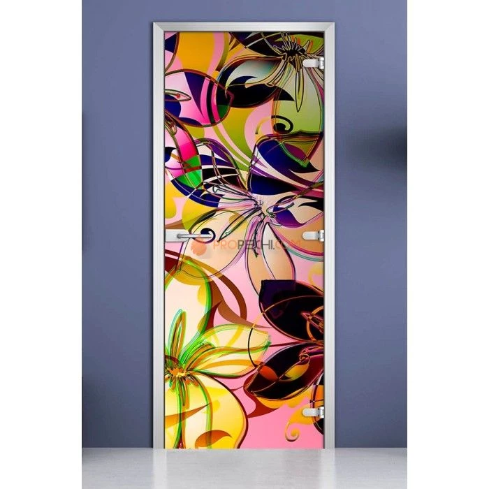 Стеклянная межкомнатная дверь DoorWood с фотопечатью Abstraction-05, 2000х800 мм