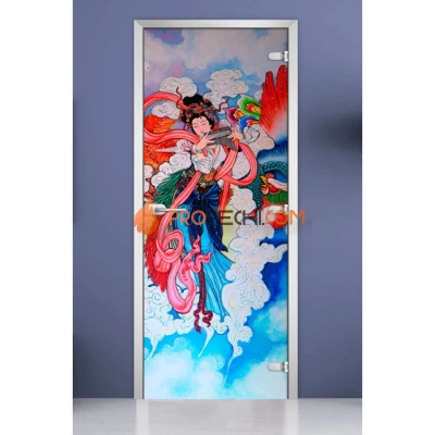 Стеклянная межкомнатная дверь DoorWood с фотопечатью Painting-07, 2000х800 мм
