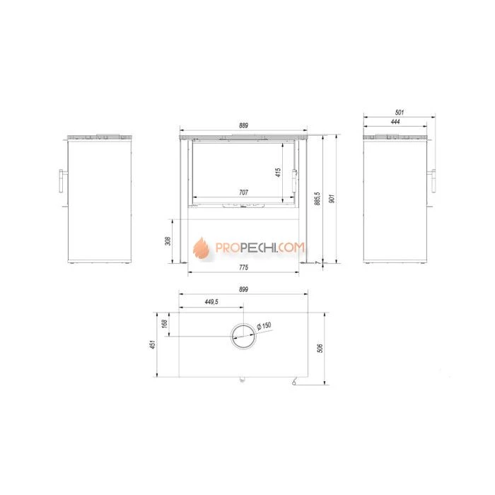 Печь-камин Kratki ARKE/N/B