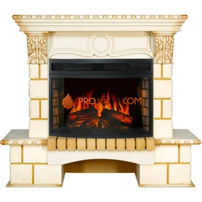 Каминокомплект Royal Flame Pierre Luxe - Шампань / Слоновая кость с патиной с очагом Dioramic 25 LED FX