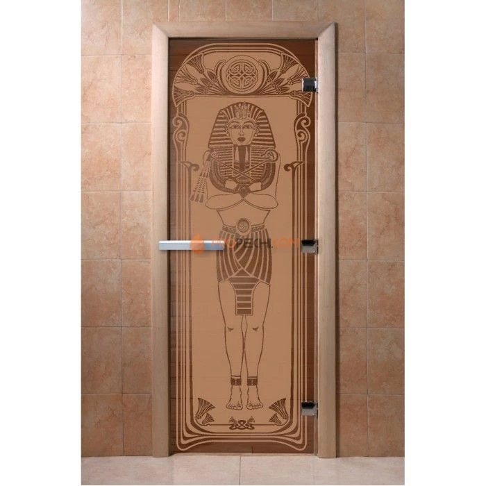 Дверь для бани DoorWood с рисунком Египет Бронза матовая, 1800x700 мм