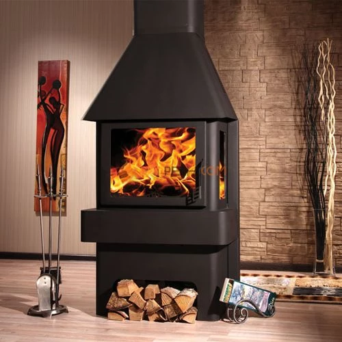 Печь-камин ЭкоКамин Бавария 3 стекла черная