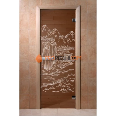 Дверь для бани DoorWood с рисунком Китай Бронза, 2000x700 мм
