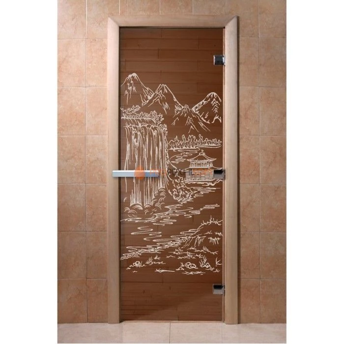 Дверь для бани DoorWood с рисунком Китай Бронза, 2000x700 мм