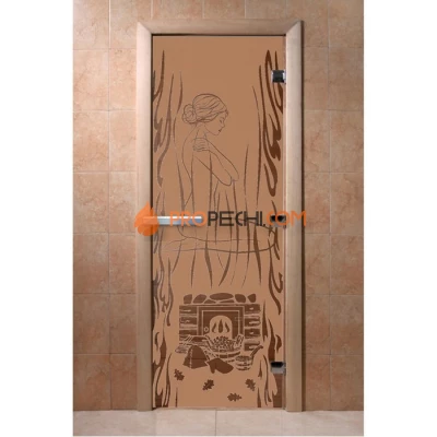 Дверь для бани DoorWood с рисунком Волшебный пар Бронза матовая, 2100x900 мм