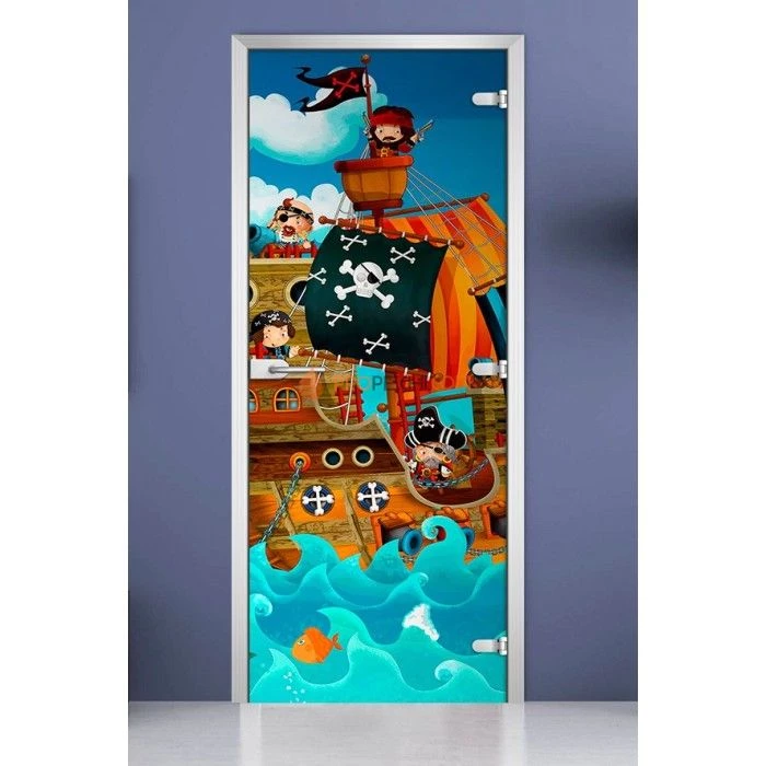 Стеклянная межкомнатная дверь DoorWood с фотопечатью Kids-13, 2000х800 мм