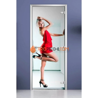 Стеклянная межкомнатная дверь DoorWood с фотопечатью Woman-10, 2000х700 мм