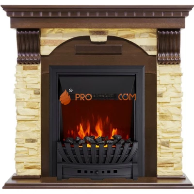Каминокомплект Royal Flame Dublin угловой - Темный дуб / Сланец с очагом Aspen Black