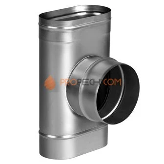 ТРОЙНИК 90° 120X240 С ПАТРУБКОМ КРУГЛОГО СЕЧЕНИЯ D180, AISI 321