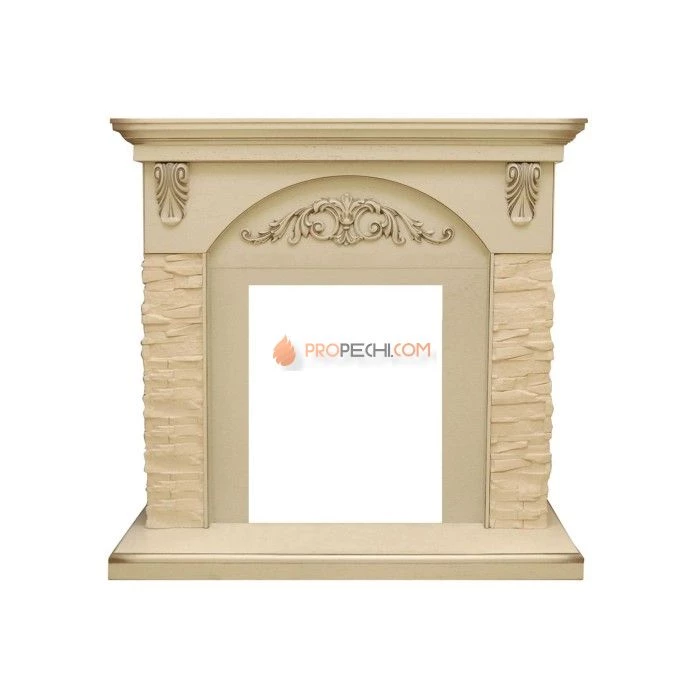 Каминокомплект Royal Flame Bern Сланец крупный бежевый / Алебастр темная патина с очагом Aspen Black
