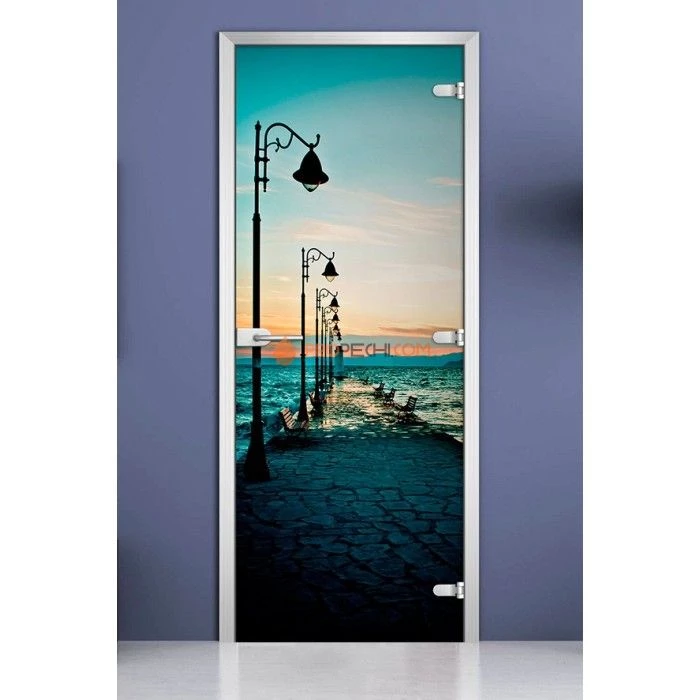 Стеклянная межкомнатная дверь DoorWood с фотопечатью City-03, 2000х800 мм