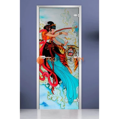 Стеклянная межкомнатная дверь DoorWood с фотопечатью Painting-06, 2000х700 мм