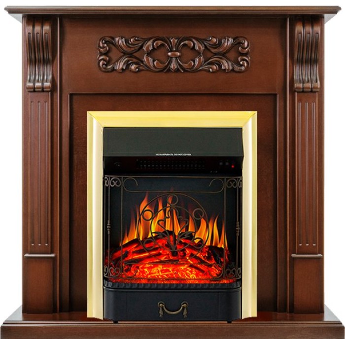 Каминокомплект Royal Flame Venice - Махагон коричневый антик с очагом Majestic FX Brass