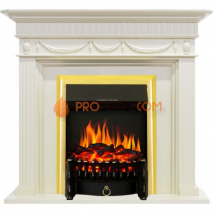 Каминокомплект Royal Flame Corfu - Слоновая кость с очагом Fobos FX Brass