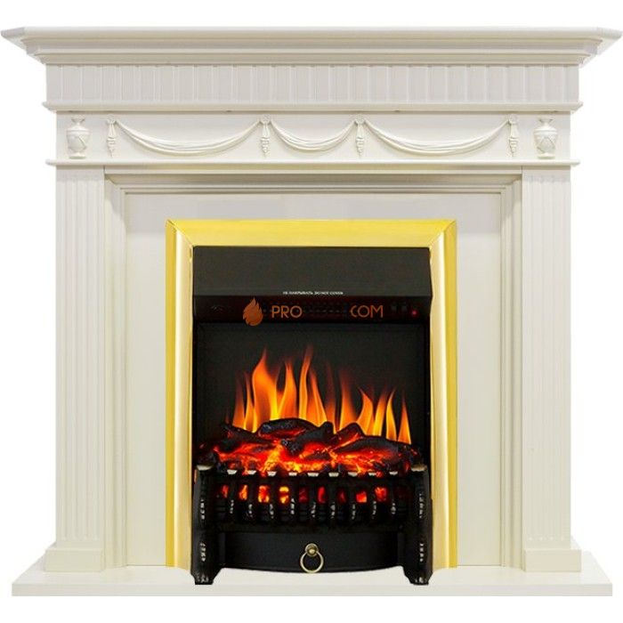 Каминокомплект Royal Flame Corfu - Слоновая кость с очагом Fobos FX Brass