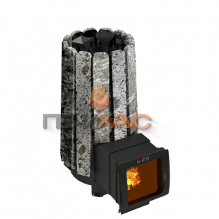 Дровяная банная печь Grill’D Cometa 180 Vega Long Window Max, Stone (Серпентинит) Pro
