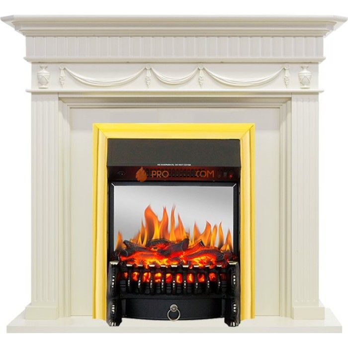 Каминокомплект Royal Flame Corfu - Слоновая кость с очагом Fobos FX M Brass