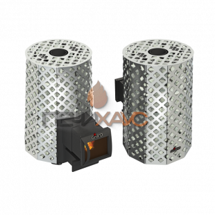 Дровяная печь для бани Grill’D Violet Steel Romb Long (Камень колотый 100 кг)